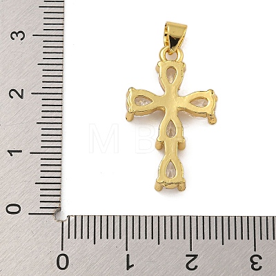 Rack Plating Brass Micro Pave Cubic Zirconia Pendants KK-C074-57G-02-1