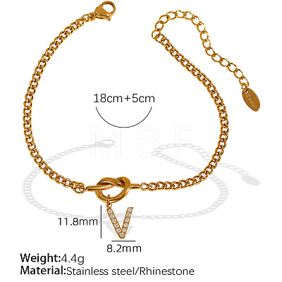 304 Stainless Steel Micro Pave Clear Cubic Zirconia Charm Bracelets WG4D47F-23-1