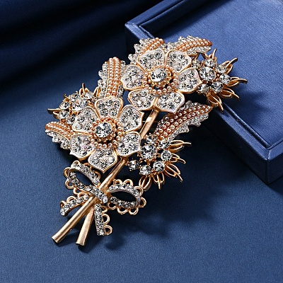 Malus Spectabilis Alloy Rhinestone Brooches for Backpack Clothes PW-WG79A77-01-1