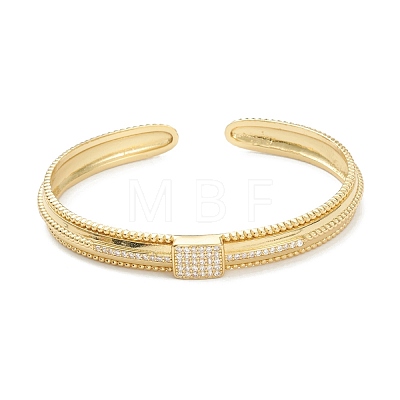 Brass Micro Pave Clear Cubic Zirconia Cuff Bangles BJEW-A116-06G-1