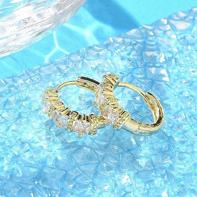 Brass Micro Pave Clear Cubic Zirconia Hoop Earrings EJEW-C122-02G-1