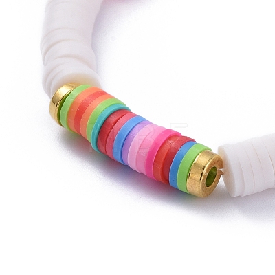 Handmade Polymer Clay Heishi Beads Stretch Bracelets BJEW-JB05091-04-1