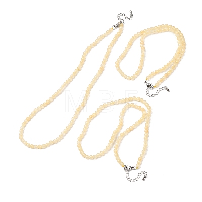 4MM Grade A Natural Golden Silk Jade Round Beaded Necklaces GG-CBAA808-03P-A-1