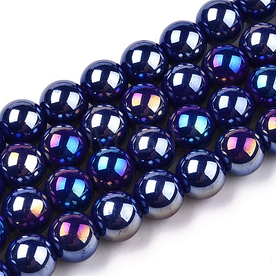 Electroplate Opaque Glass Beads Strands GLAA-T032-P8mm-AB03-1