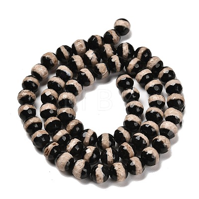 Natural Tibetan Striped Pattern dZi Agate Beads Strands G-B079-B01-01-1