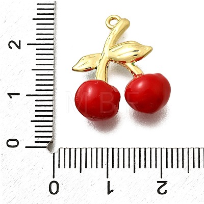 Brass Red Enamel Pendants KK-A245-08A-G-1