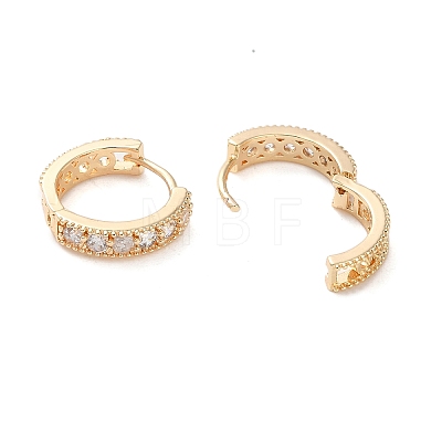 Brass Micro Pave Clear Cubic Zirconia Hoop Earrings EJEW-S234-05G-1