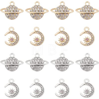 Unicraftale 32Pcs 4 Style Alloy Rhinestone Pendants FIND-UN0001-36-1