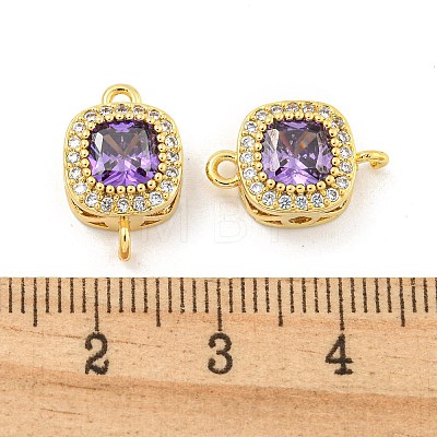 Brass Pave Cubic Zirconia Connector Charms KK-B096-05G-04-1