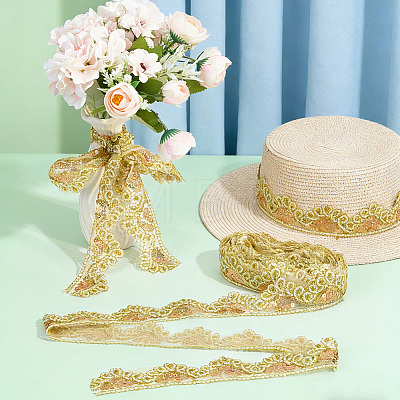Polyester Lace Ribbon OCOR-WH0105-202A-1