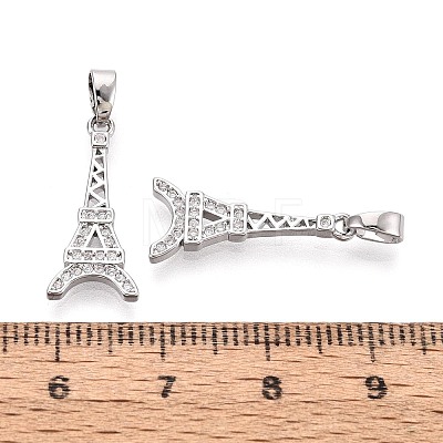Brass Micro Pave Clear Cubic Zirconia Pendants KK-T080-74P-1