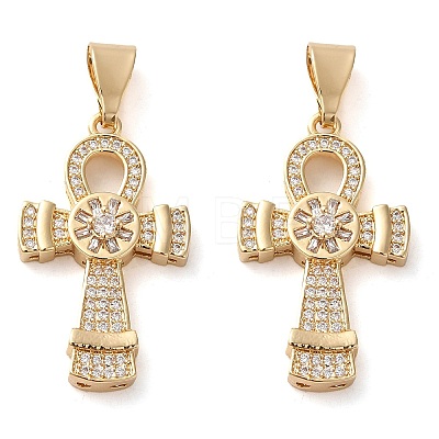 Brass Micro Pave Cubic Zirconia Pendants KK-D061-05G-1