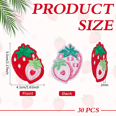 30Pcs Strawberry Computerized Embroidery Cloth Iron on/Sew on Patches PATC-FG0003-73A-1
