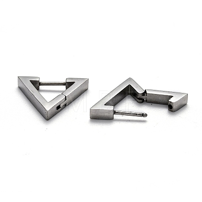 Tarnish Resistant 304 Stainless Steel Triangle Huggie Hoop Earrings STAS-J033-02B-P-1