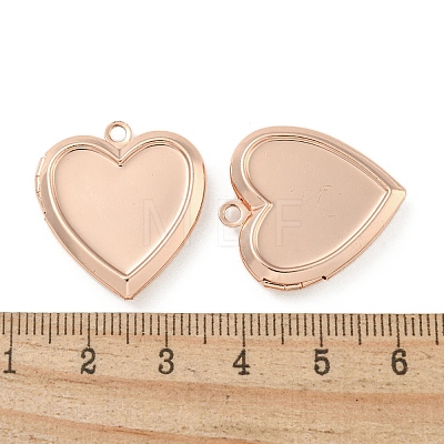 Rack Plating Heart Brass Locket Pendants KK-T071-11RG-1