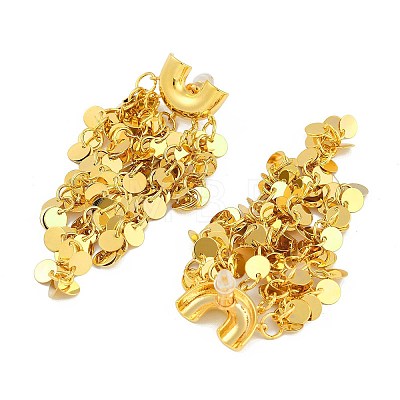 Glitter Brass Tassel Glossy Flakes Stud Earrings EJEW-Q391-18G-1