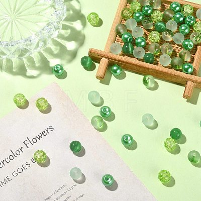 100Pcs Transparent Frosted Glass Beads Strands GLAA-CJ0002-04-1