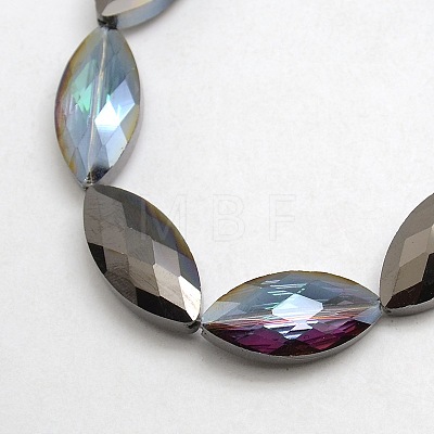 Faceted Electroplate Crystal Glass Horse Eye Beads X-EGLA-F071-M-1