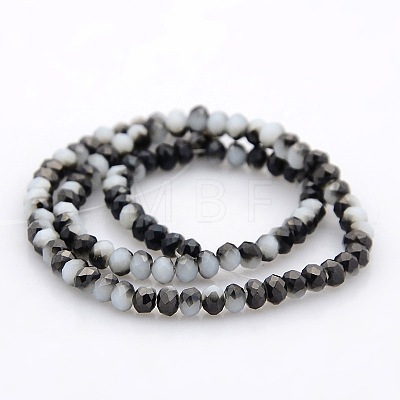Half Plated Faceted Rondelle Glass Beads Strands GLAA-A024B-HP01-1
