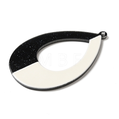 Black and White Stitching Acrylic Pendants OACR-S144-02A-1