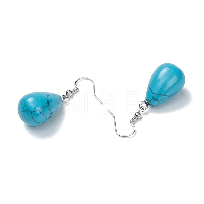 Synthetic Turquoise Dangle Earrings X-EJEW-P143-C17-1