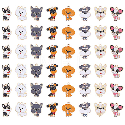 48Pcs 8 Styles Alloy Enamel Pendants FIND-DC0008-64-1