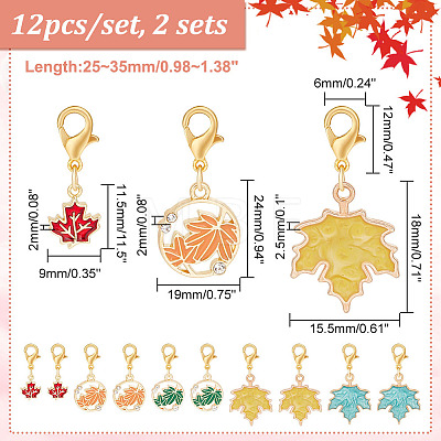 Autumn Maple Leaf Pendant Stitch Markers HJEW-AB00427-1