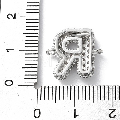 Brass Micro Pave Cubic Zirconia Letter Links KK-I717-04R-P-1