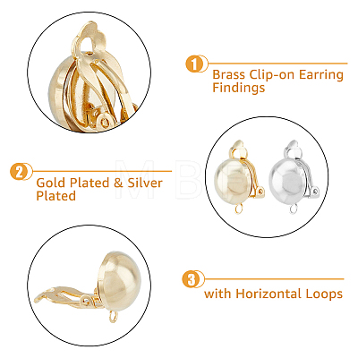 16Pcs 2 Colors Brass Clip-on Earring Findings KK-DC0002-23-1