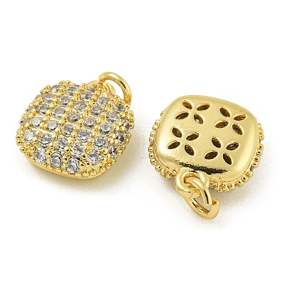 Rack Plating Brass Micro Pave Clear Cubic Zirconia Charms KK-Z067-23G-02-1