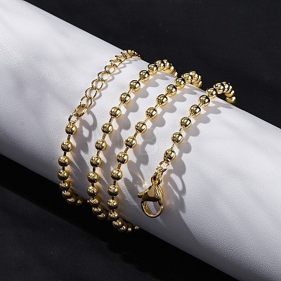 Rack Plating Brass Ball Chain Necklaces for Women NJEW-A035-03G-1
