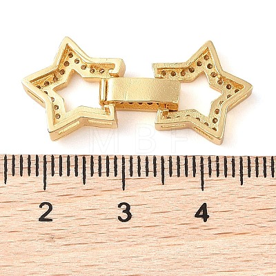 Rack Plating Brass Micro Pave Clear Cubic Zirconia Fold Over Clasps KK-S384-05G-1