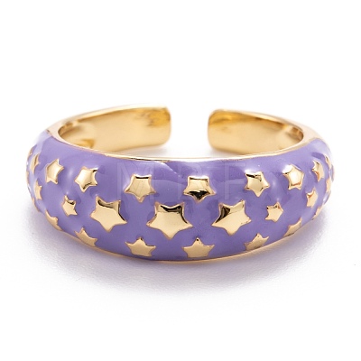 Brass Enamel Cuff Rings RJEW-I077-14G-1