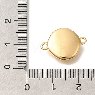 Brass Pave Natural White Shell Flat Round Connector Charms KK-K388-79G-1