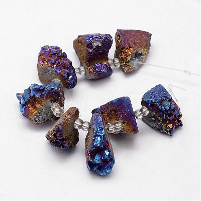 Electroplated Natural Agate Bead Strands G-G893-07-1