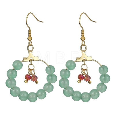 Imitation Jade Glass Beaded Ring Dangle Earrings EJEW-JE05568-02-1