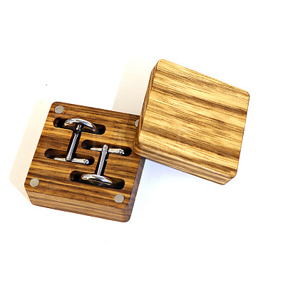 Square Wood Cufflinks Gift Storage Magnetic Boxes PW-WG77A80-01-1