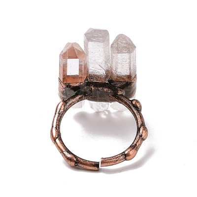 Triple Natural Quartz Crystal Irregular Bullet Open Cuff Ring G-I330-16R-1