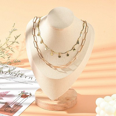 Microfiber Wooden Necklace Displays NDIS-O008-03A-M-1