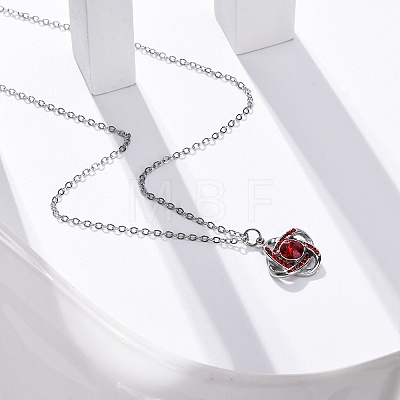 304 Stainless Steel Hyacinth Rhinestone Criss-cross Pendant Cable Chain Necklaces for Women STAS-Z114-21P-1