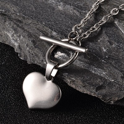 Valentine's Day Heart 304 Stainless Steel Lariat Necklaces X-NJEW-JN01484-1