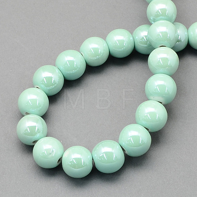 Pearlized Handmade Porcelain Round Beads PORC-S489-8mm-02-1