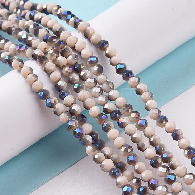 Electroplate Opaque Solid Color Glass Beads Strands EGLA-A034-P4mm-I04-1