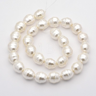 Oval Shell Pearl Bead Strands BSHE-M008-09-1