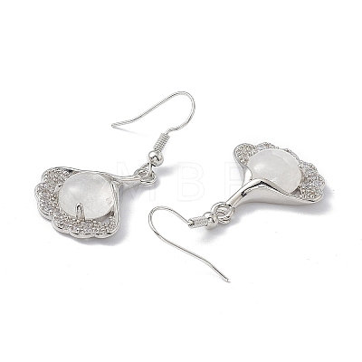 Natural Quartz Crystal Ginkgo Leaf Dangle Earrings with Crystal Rhinestone EJEW-A092-03P-16-1
