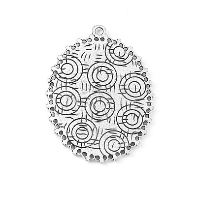Tibetan Style Alloy Oval Tray Cabochon Settings TIBEP-5437-AS-FF-1
