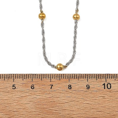 Duo Tone 304 Stainless Steel Round Ball Rope Chain Necklaces NJEW-JN06556-1