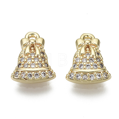 Brass Micro Pave Clear Cubic Zirconia Charms KK-S348-519-NF-1