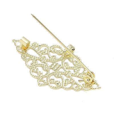Rhombus with Flower Brass Lapel Pin Brooches for Clothes KK-CBA19A0-04G-1