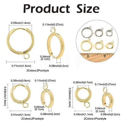 16Pcs 201 Stainless Steel Huggie Hoop Earrings Findings STAS-FS0002-26D-1